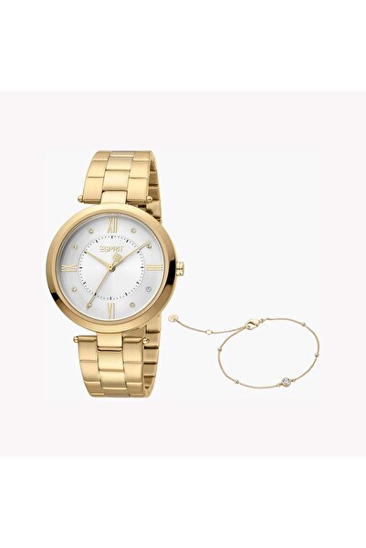 Esprit Women's Gold Stainless Steel Watch, Silver Dial | Es1l136m0015
