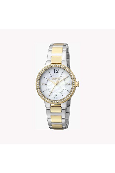Esprit Women's Silver & Gold Watch, White Mother Of Pearls Dial | Es1l198m0025