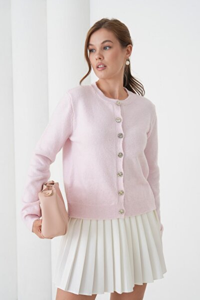 Noi Belis Simli Premium Yarn Crew Neck Regular Fit Knitwear Cardigan Aw25Hi0055