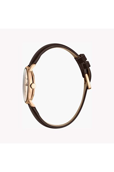 Esprit Women's Burgundy Leather Watch, Rose Gold Dial | ES1L154L0045