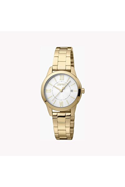 Esprit Women's Gold Stainless Steel Watch, Silver Dial | Es1l186m0035