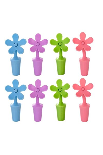 BESTonZON Set of 8 wine bottle stoppers, BESTONZON, silicone, flower shape, reusable