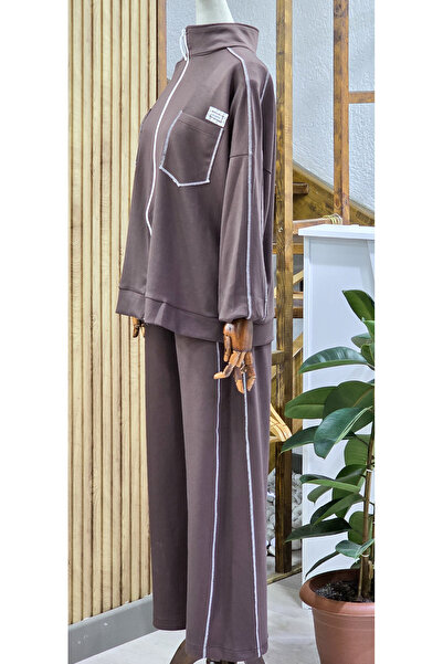 NANTİREA Coffee Tracksuit Set Women Comfortable