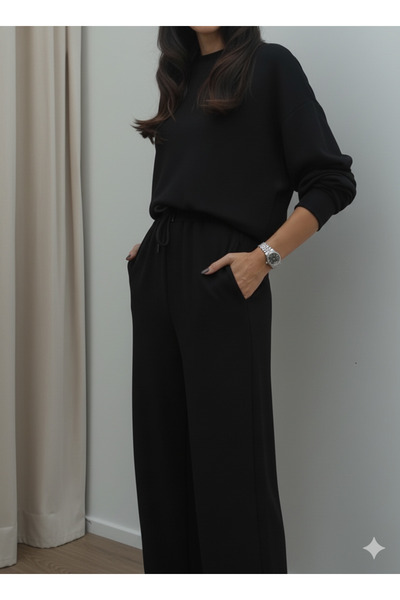 Lovely butik Oversized Tracksuit Set Wide Leg Loose Fit Women's Winter Two-Piece Set