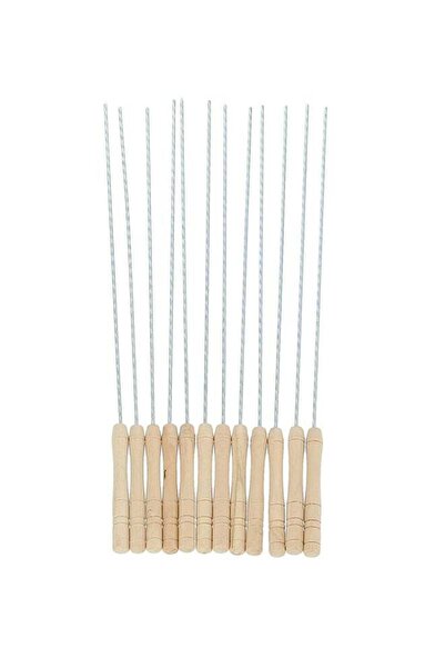 ROYALFORD 12-Piece BBQ Skewer Set Silver/Beige 31 cm