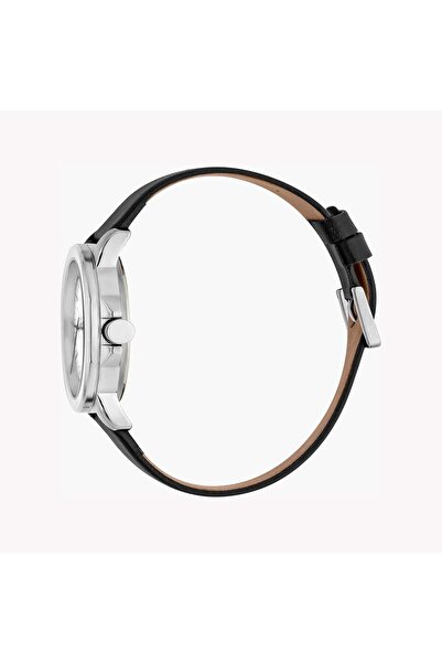 Esprit Men's Black Leather Watch, Silver Dial | Es1g021m0045