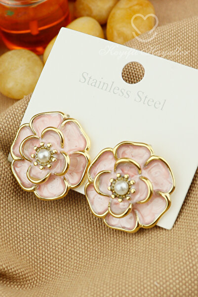 Keyifli Hayaller Orijinal Çelik Çivi - Gold İncili Pembe Katmerli Çiçek Çelik...