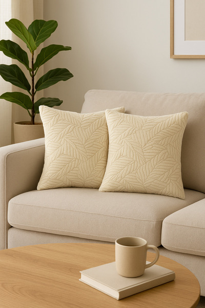 Shadro Textile 2-Piece Furry and Patterned Throw Pillow Cover |   45X45 cm Stylish and Comfortable Premium Pillow