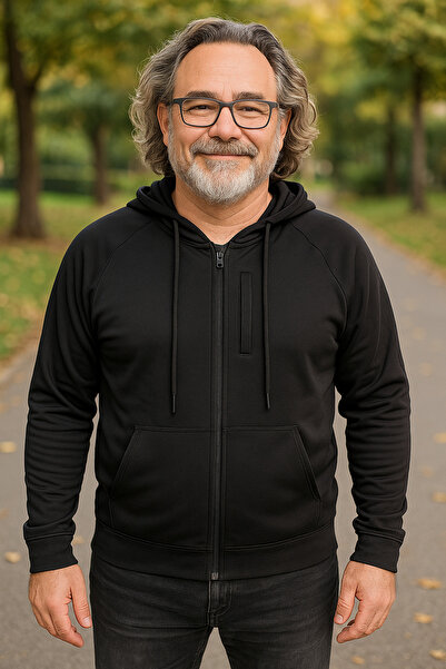 MARKATEM με κουκούλα Φούτερ με φερμουάρ 2κλων επένδυση fleece λύκρα χωρίς στάμπα εφαρμοστό