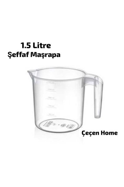 ÇEÇEN HOME (1 Adet) Plastik Şeffaf Maşrapa Tas 1.5 L