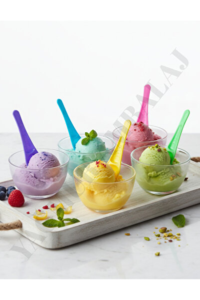 shop ملعقة آيس كريم بلاستيكية 9 سم - ألوان متنوعة (50 قطعة)