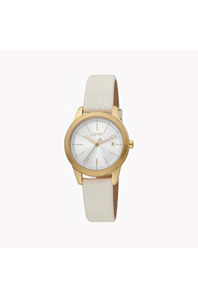 Esprit Women's Beige Leather Watch, Silver Dial | Es1l164m0055
