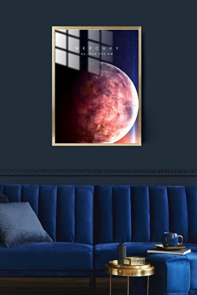 Merkür Gezegen Çerçeveli Metal Poster Tablo