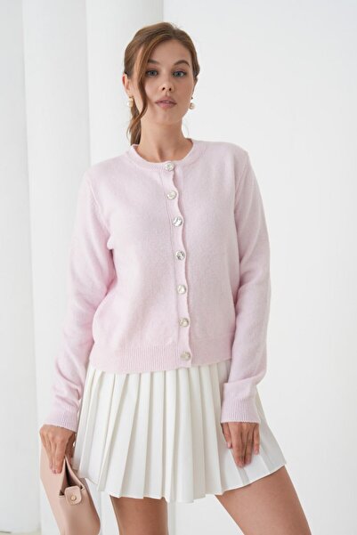 Noi Belis Simli Premium Yarn Crew Neck Regular Fit Knitwear Cardigan Aw25Hi0055