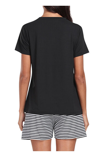 OEM MoFiz women's pajama set, size M, polyester, T-shirt and shorts, black