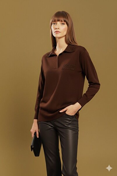 Lal Triko Polo Neck Zimba Detailled Sweater 12022