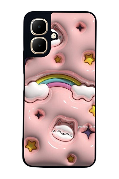 Aksel Kılıf متوافق مع Infinix Smart 10 مطبوع ، أسود غير لامع، سيليكون ناعم، و...