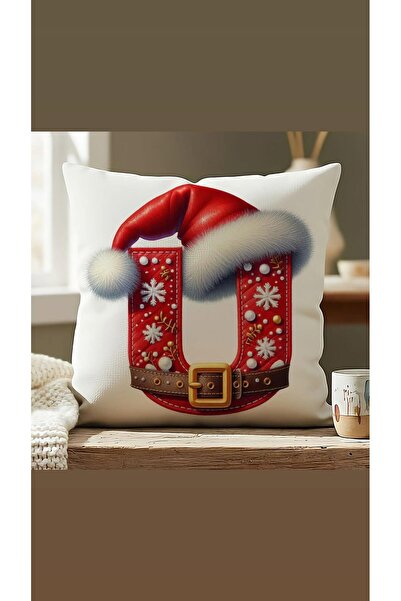 KIRLENTİM New Year Red Beret Belted Letter-U Throw Pillow Case