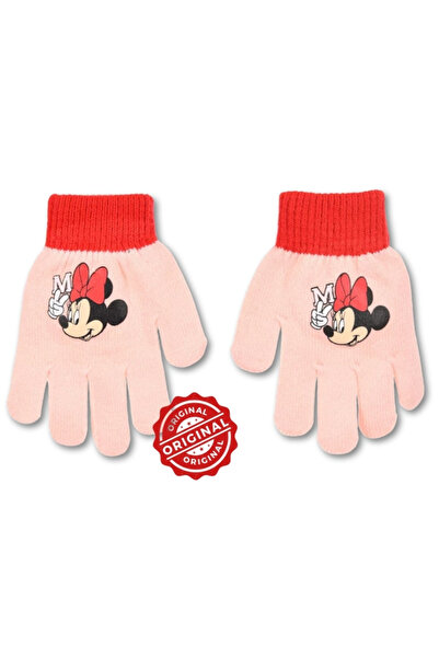 Mickey & Friends Mănuși tricotate pentru copii, model Minnie Mouse, roz desch...