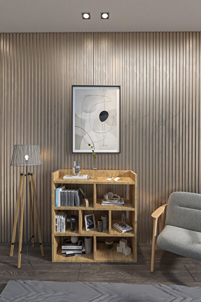 BlackSea 7 Bölmeli Kitaplık,Raflı Kitaplık,Beyaz,95 cm,Dekoratif Kitaplık