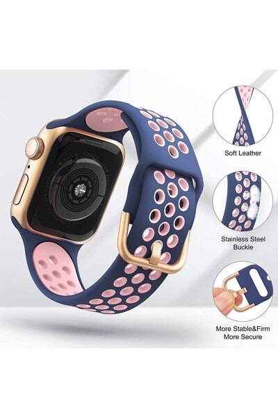 OEM Set of 2 Baklon Smartwatch Straps, 38/40 mm, for Apple Watch, blue and pink