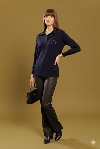 Lal Triko Polo Neck Zimba Detailled Sweater 12022