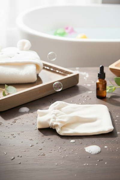 100% Cotton Muslin Baby Bath Fiber | Newborn Ultra Soft Washing Soap Pouch | Sensitive Skin