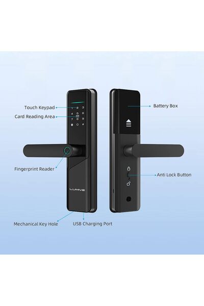 LUMIVE Smart Door Lock - Fingerprint, Mobile App, Smart Cards & Passwords (Arabic Support)