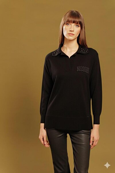 Lal Triko Polo Neck Zimba Detailled Sweater 12022