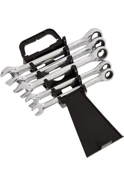 Amazon basics 5-Piece Ratcheting Combination Wrench Set (Metric) – Chrome Finish, 10/11/13/14/15 m