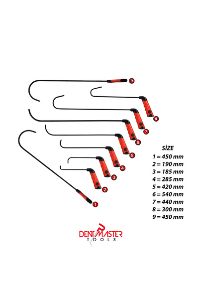 PDR DENT MASTER TOOLS PDR BOYASIZ GÖÇÜK DÜZELTME DENT MASTER AY ÇUBUK SETİ 9 ...