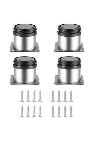 OEM Set de 4 picioare de mobilă, Metal, 60 x 50 mm, Argintiu