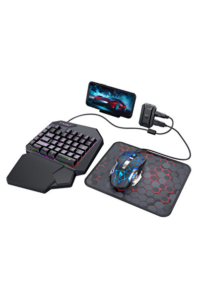 Zilvana 5’li Oyun Seti Tek El Klavye + Mouse + Dönüştürücü + Stand + Mouse Pad