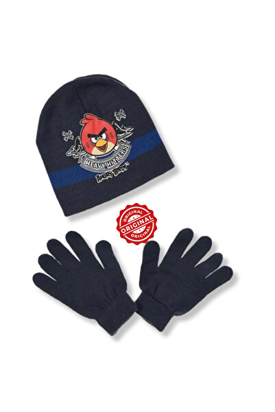 OEM Set căciulă și mănuși tricotate Angry Birds™ Heavy Hitters pentru copii, bleumarin și albastru, mărime universală, licență oficială