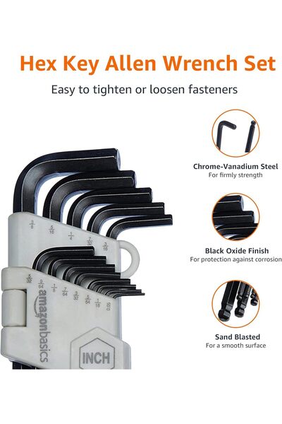 Amazon basics Hex Key Allen Wrench 26-Piece Set with Ball End