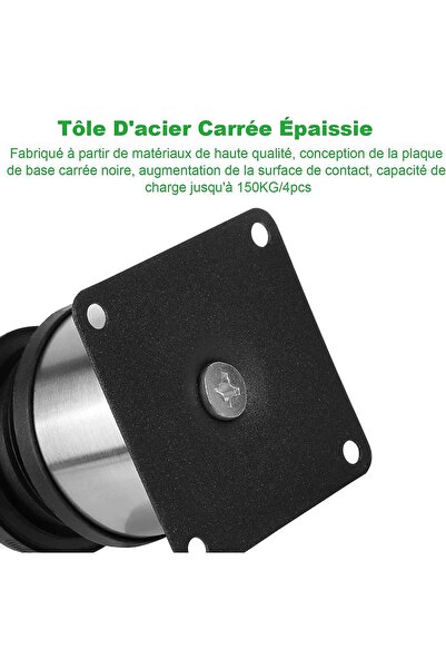 OEM Set de 4 picioare de mobilă, Metal, 60 x 50 mm, Argintiu