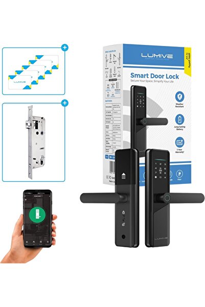 LUMIVE Smart Door Lock - Fingerprint, Mobile App, Smart Cards & Passwords (Arabic Support)