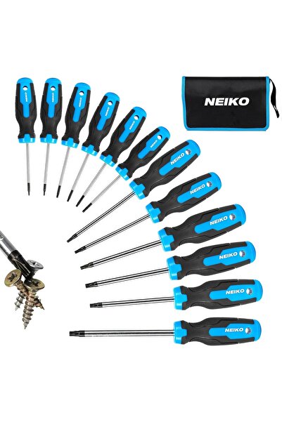 NEİKO 01377A Magnetic Torx Screwdriver Set, 12-Piece (T5–T40), Chrome Vanadium, Padded Handle