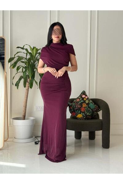 Opera Fashion Burgundy Shiny Stretch Slim Fit Evening Dress