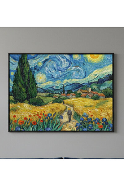hollywest Van Gogh Tarzı Çerçeveli Tablo - Yağlı Boya Efektli Manzara Tablo,Sanat Eseri Reprodüksiyon Tablo