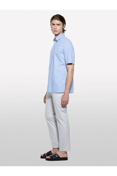 Sisley Cotton Blend Slim Comfort Fit Parachute Canvas Pants Men's Gray Trousers - 325P4Ytwsf05D