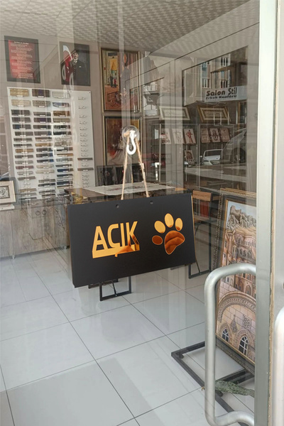 mars tasarım Ahşap Ayna Pleksi Açık Kapalı VETERİNER PETSHOP PATİ SİMGELİ Mağ...