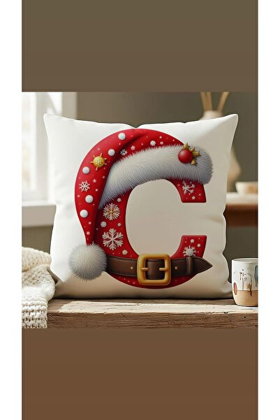 KIRLENTİM New Year Red Beret Belted Letter-C-Cushion-Cover