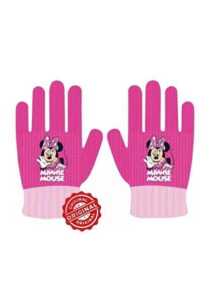 Mickey & Friends Mănuși tricotate Minnie Mouse pentru copii, roz, acrilice, p...