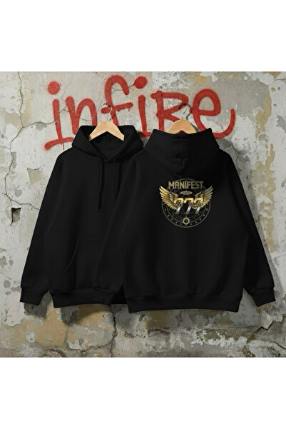 Infire clothing هودي للجنسين قصة فضفاضة مانيفست مطبوع