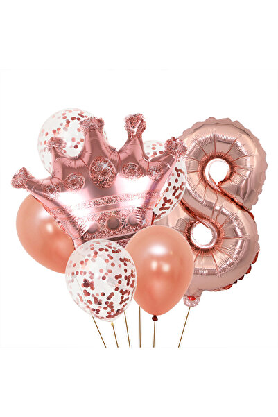 OEM Decorative Balloon Set, Crown and Number 8, Confetti, 75x70cm