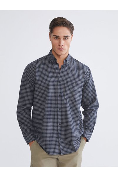 LC Waikiki Lcwaikiki Classicregular Fit Long Sleeve Plaid Gabardine Men's Shirt