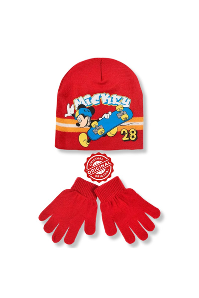 Mickey & Friends Mickey Mouse™ Skate Fun Kids Hat and Gloves Set, Red, One Size, Official Disney® License
