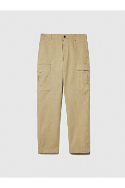 Sisley Stretch Cotton Belt Hole Patch Pocket Skinny Pants Men's Blue Trousers - 324P4H2Fsf03P