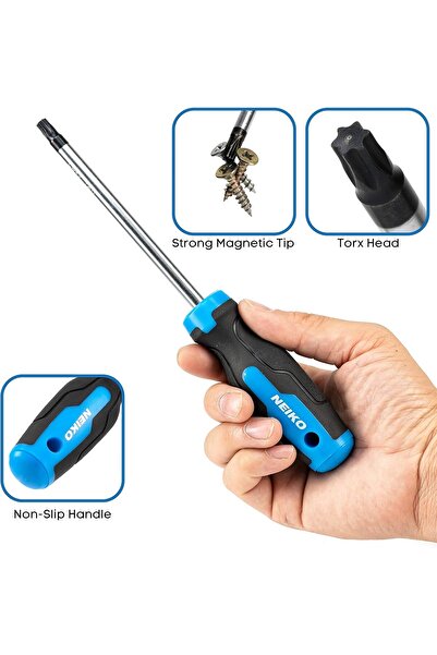 NEİKO 01377A Magnetic Torx Screwdriver Set, 12-Piece (T5–T40), Chrome Vanadium, Padded Handle
